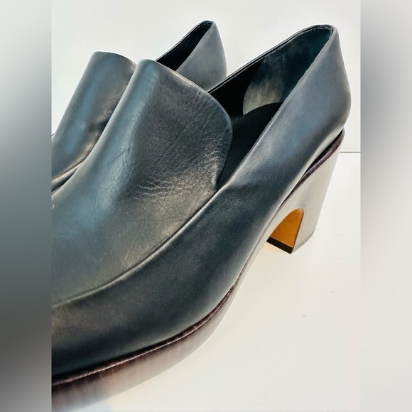 NEW! VINCE NARISSA PLATFORM LEATHER Luxury Heeled Shoes Size 9.5 Black Office - Picture 5 of 12